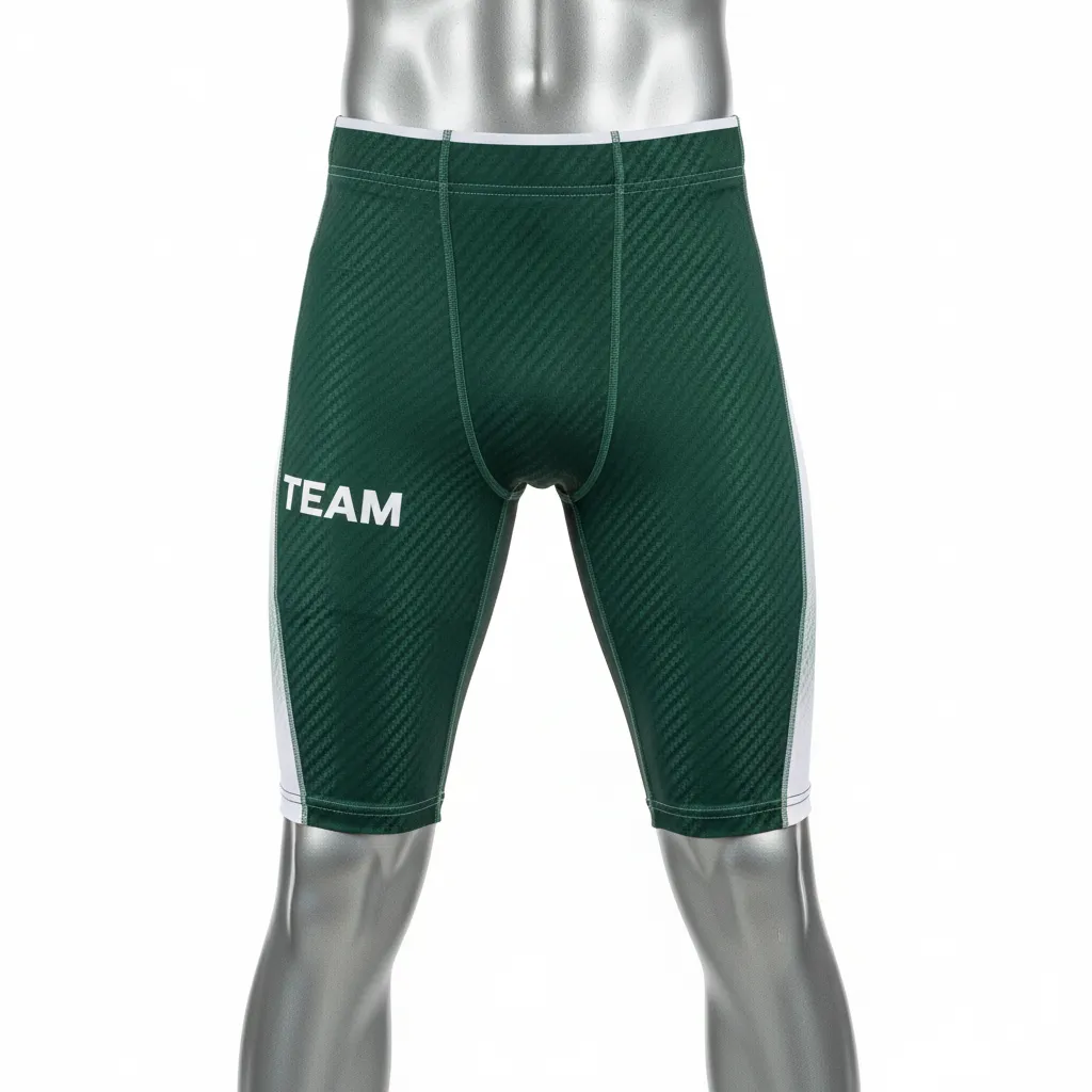 Custom Flag Football High Tight Compression Pant - Green, White - Football High Tight Shorts Dark Carbon - Front View - HAMCO Sports Inc.