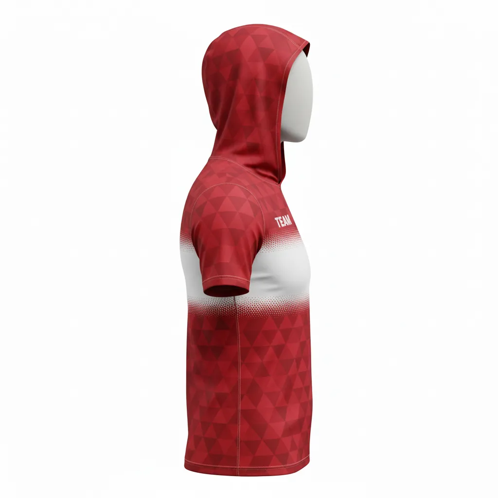 Custom Flag Football Hooded Jersey - White - Football Hooded Jersey Cardinal Triangle - Side View - HAMCO Sports Inc.