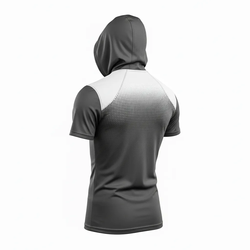 Custom Flag Football Hooded Jersey - White - Football Hooded Jersey Charcoal Dot Matrix - Back View - HAMCO Sports Inc.