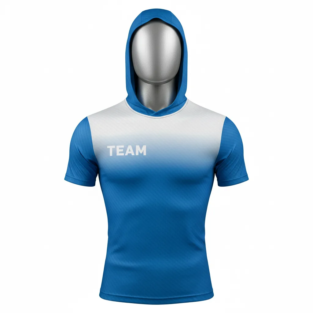 Custom Flag Football Hooded Jersey - Blue, White - Football Hooded Jersey Columbia Carbon - Front View - HAMCO Sports Inc.