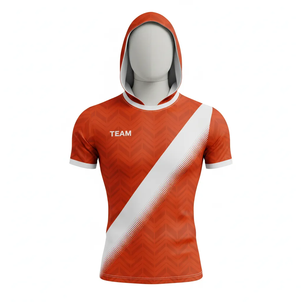 Custom Flag Football Hooded Jersey - White - Football Hooded Jersey Copper Chevron - Front View - HAMCO Sports Inc.