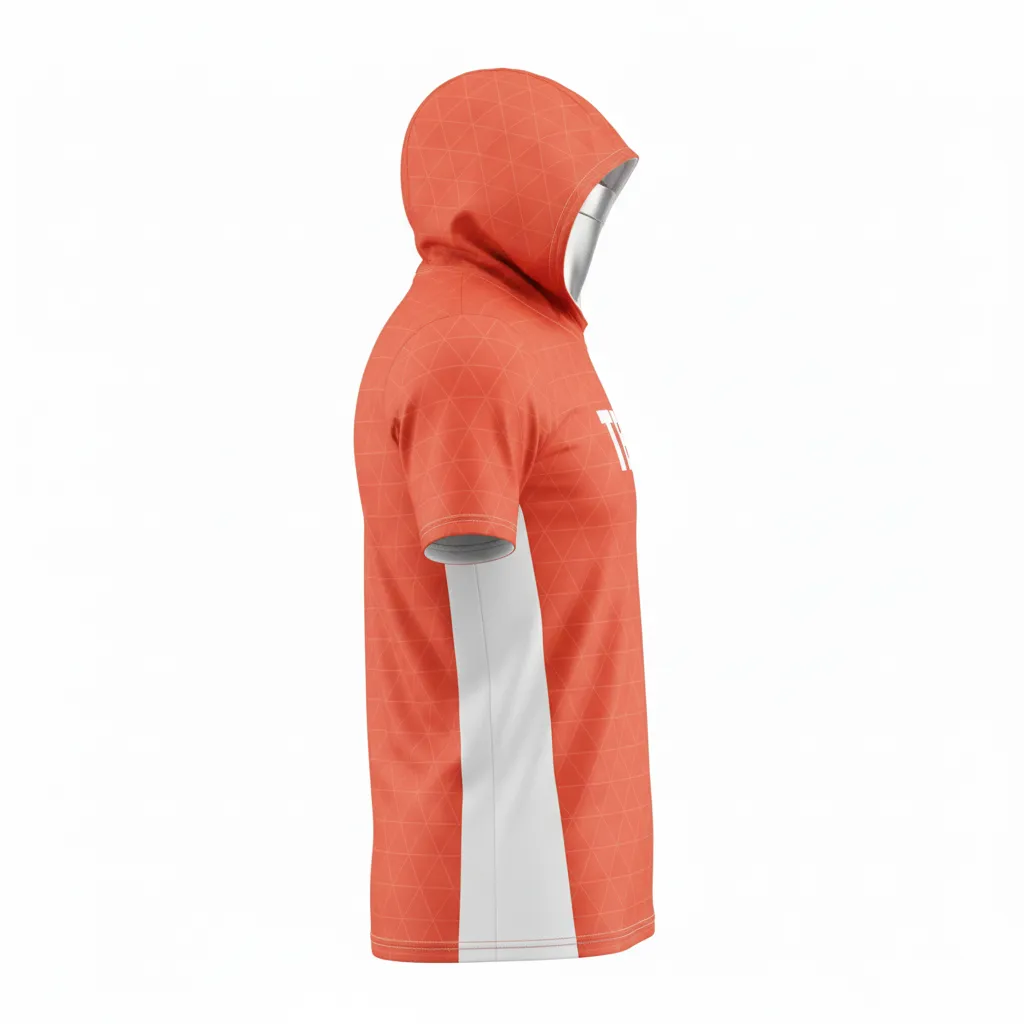 Custom Flag Football Hooded Jersey - White - Football Hooded Jersey Coral Triangle - Side View - HAMCO Sports Inc.