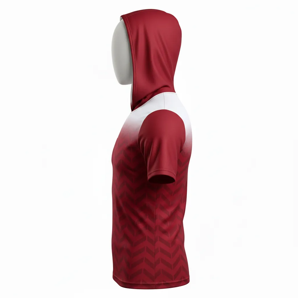 Custom Flag Football Hooded Jersey - White - Football Hooded Jersey Crimson Chevron - Back View - HAMCO Sports Inc.