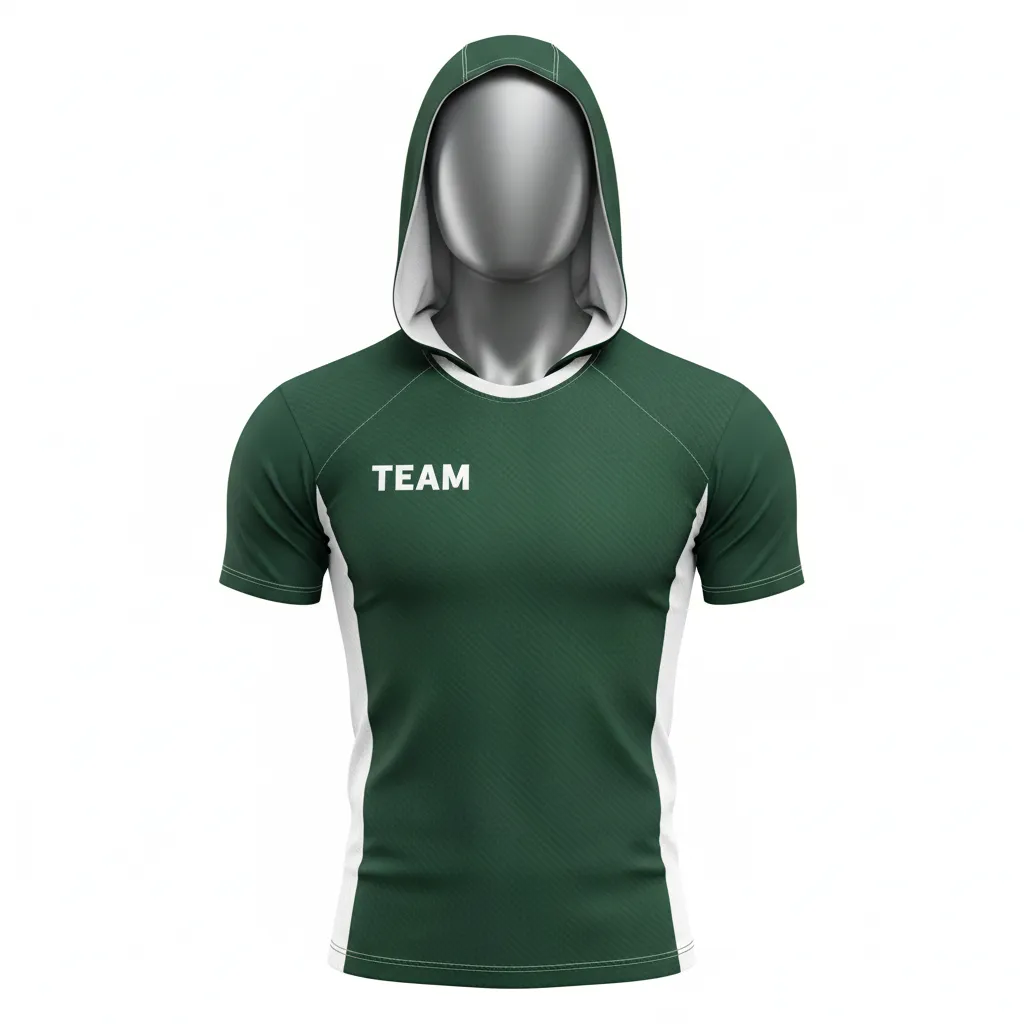 Custom Flag Football Hooded Jersey - Green, White - Football Hooded Jersey Dark Carbon - Front View - HAMCO Sports Inc.