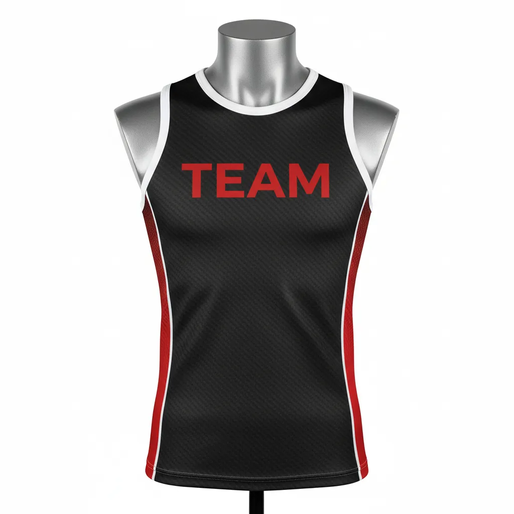 Custom Flag Football Sleeveless Flag Football Jersey - Black, Red - Football Sleeveless Tank Carbon - Front View - HAMCO Sports Inc.