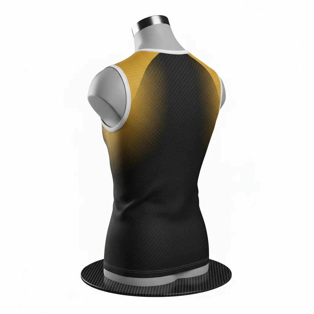 Custom Flag Football Sleeveless Flag Football Jersey - Black, Gold - Football Sleeveless Tank Vegas Carbon - Back View - HAMCO Sports Inc.