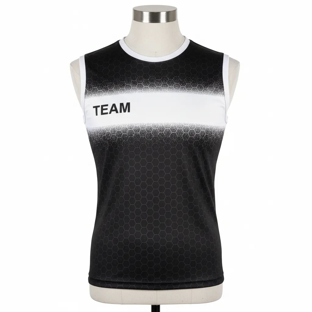 Custom Flag Football Sleeveless Flag Football Jersey - Black, White - Football Sleeveless Tank Hexagon - Front View - HAMCO Sports Inc.