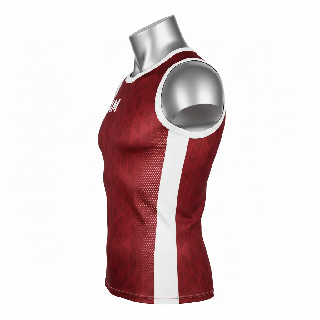 Custom Flag Football Sleeveless Flag Football Jersey - White - Football Sleeveless Tank Cardinal Triangle - Side View - HAMCO Sports Inc.