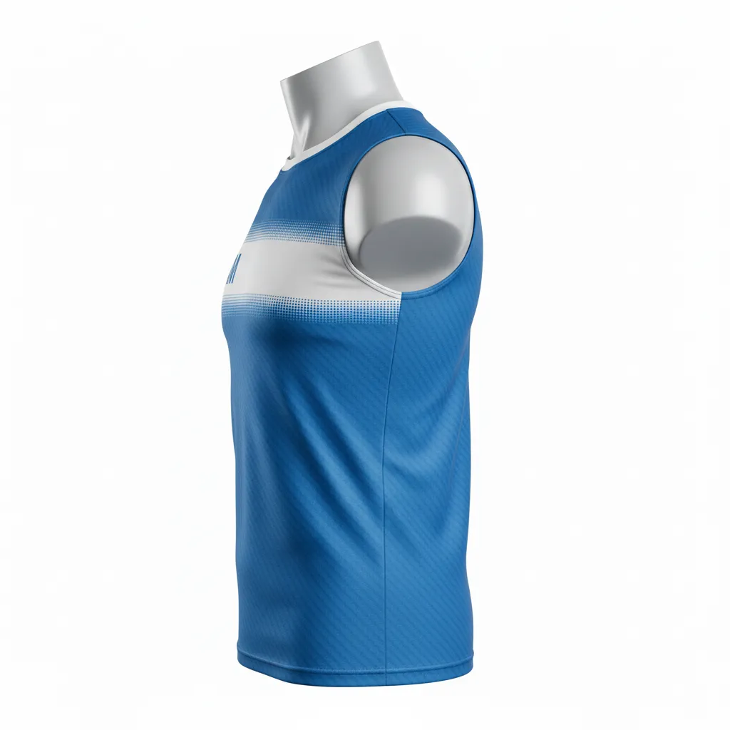 Custom Flag Football Sleeveless Flag Football Jersey - Blue, White - Football Sleeveless Tank Columbia Carbon - Side View - HAMCO Sports Inc.