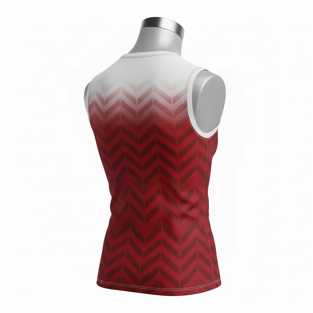 Custom Flag Football Sleeveless Flag Football Jersey - White - Football Sleeveless Tank Crimson Chevron - Back View - HAMCO Sports Inc.