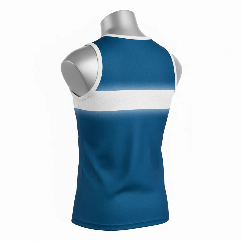 Custom Flag Football Sleeveless Flag Football Jersey - White - Football Sleeveless Tank Cyan Honeycomb - Back View - HAMCO Sports Inc.