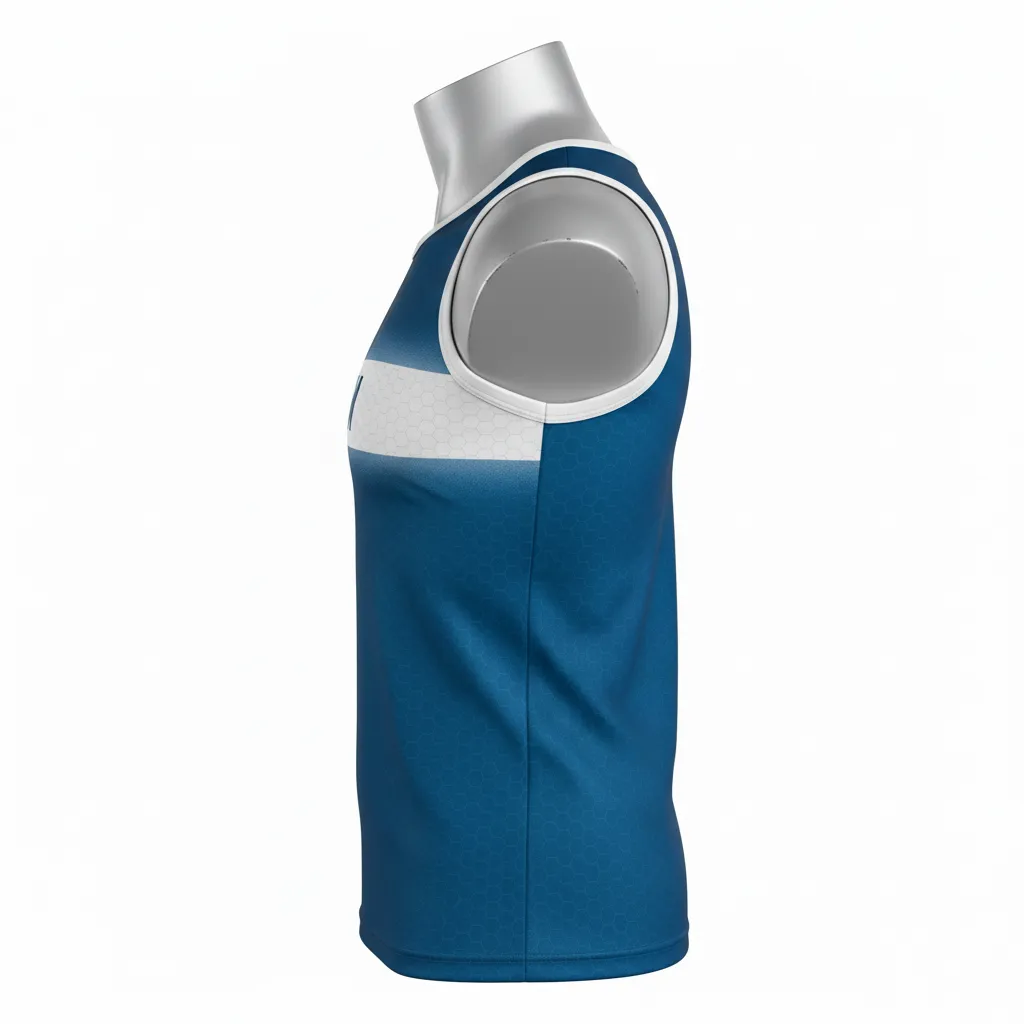 Custom Flag Football Sleeveless Flag Football Jersey - White - Football Sleeveless Tank Cyan Honeycomb - Side View - HAMCO Sports Inc.