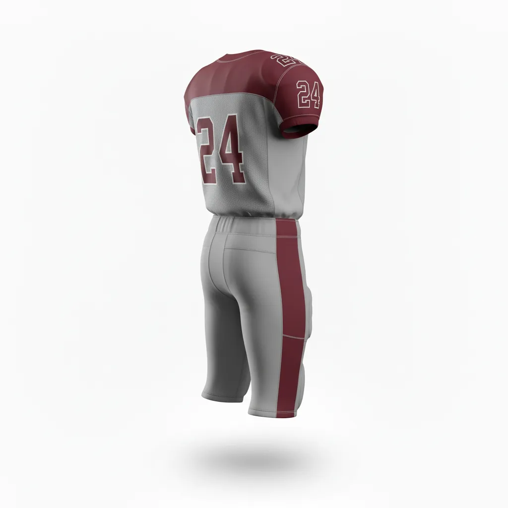Custom Football Alternate Football Uniforms - Custom Design - Football Uniform Anthracite Maroon Shoulder Cap - Back View - HAMCO Sports Inc.
