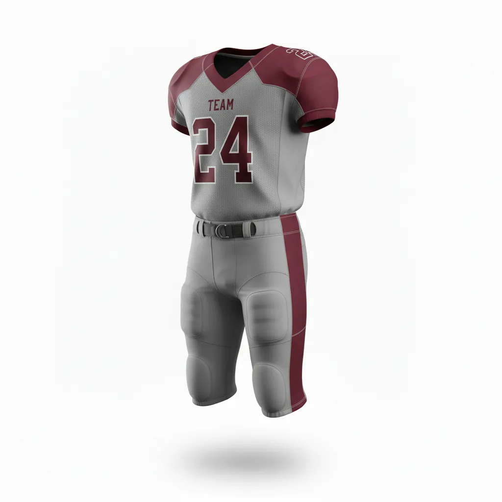 Custom Football Alternate Football Uniforms - Custom Design - Football Uniform Anthracite Maroon Shoulder Cap - Front View - HAMCO Sports Inc.