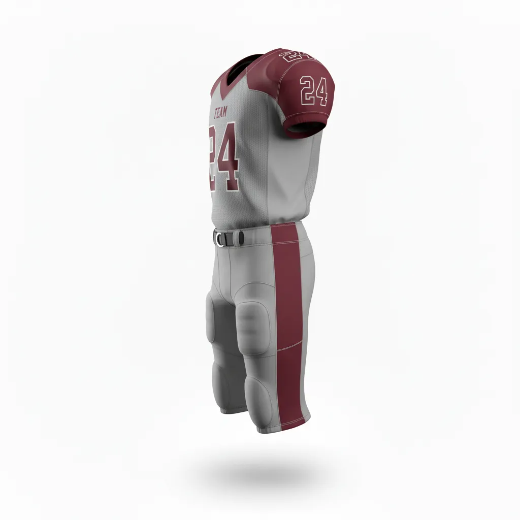 Custom Football Alternate Football Uniforms - Custom Design - Football Uniform Anthracite Maroon Shoulder Cap - Side View - HAMCO Sports Inc.