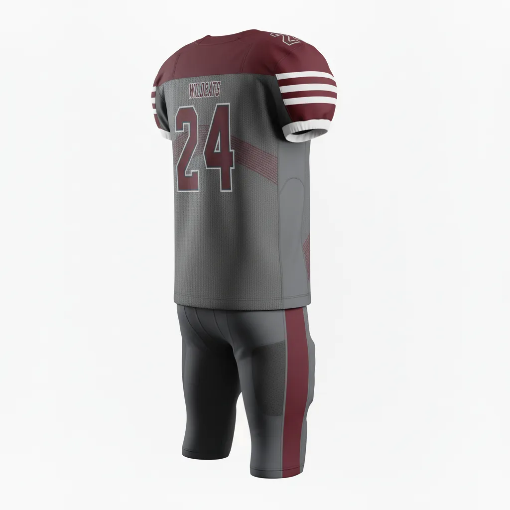 Custom Football Alternate Football Uniforms - Red, White - Football Uniform Anthracite Split Design - Back View - HAMCO Sports Inc.