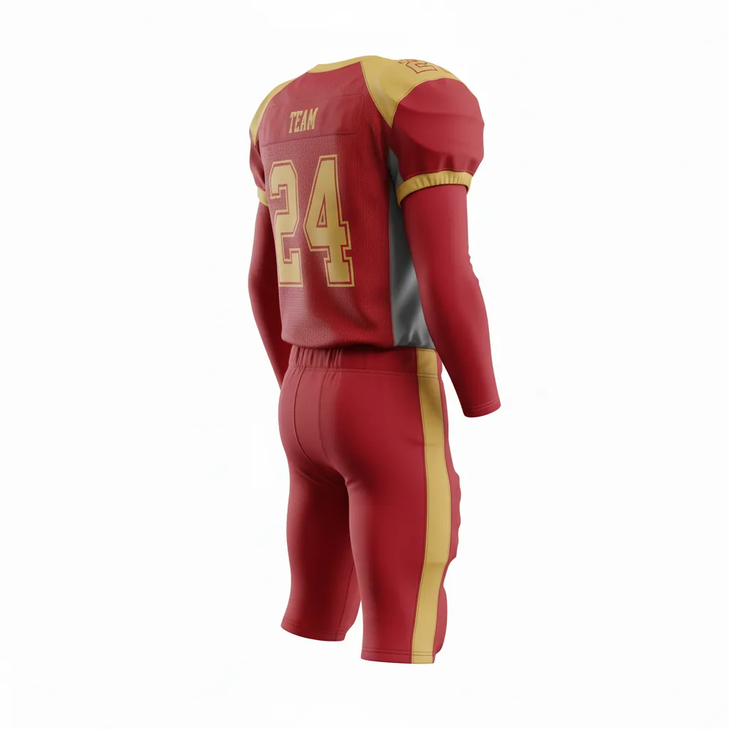 Custom Football Custom Football Uniforms Product - Gold - Uniform Cardinal Vegas Diamond Grid - Back View - HAMCO Sports Inc.