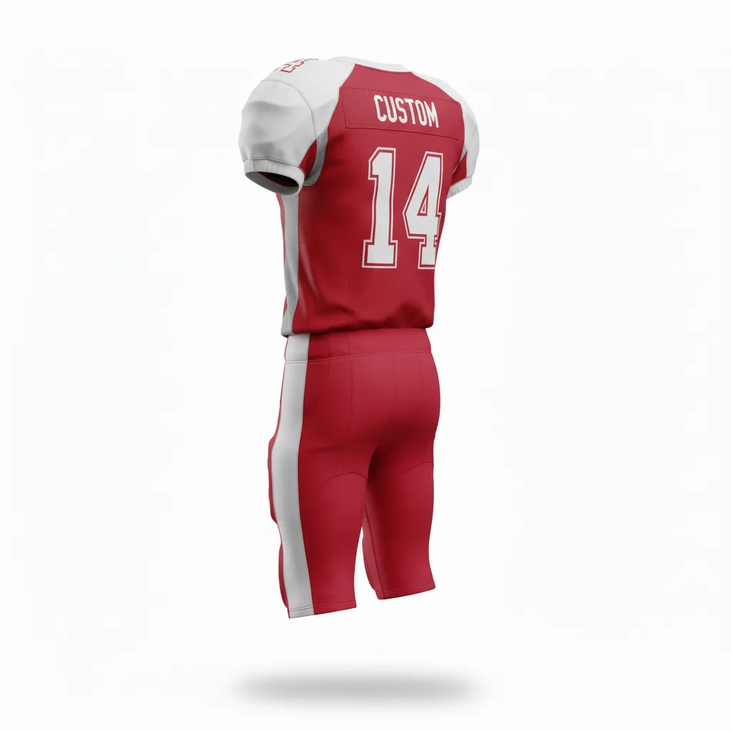 Custom Football Custom Football Uniforms Product - White - Uniform Cardinal Shoulder Cap - Back View - HAMCO Sports Inc.