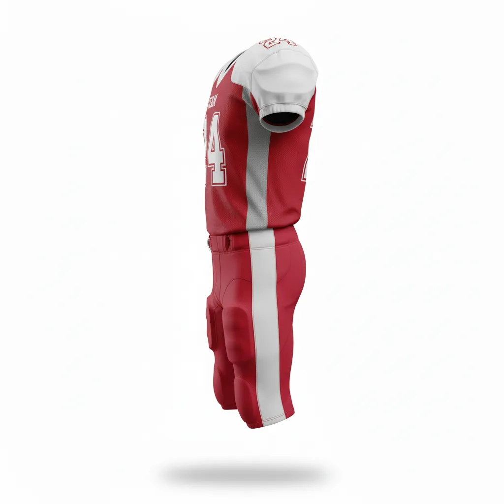 Custom Football Custom Football Uniforms Product - White - Uniform Cardinal Shoulder Cap - Side View - HAMCO Sports Inc.