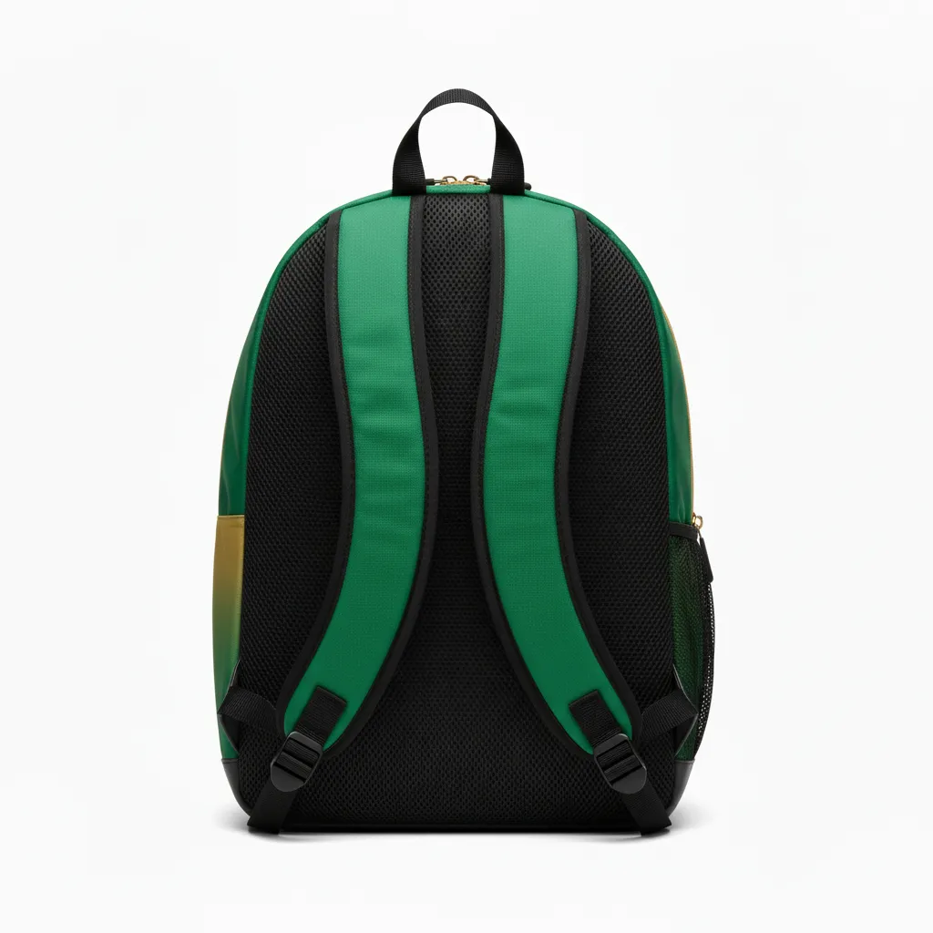Custom Football Duffle Bag - Green, Gold - Backpack Kelly Vegas Shoulder Fade - Back View - HAMCO Sports Inc.
