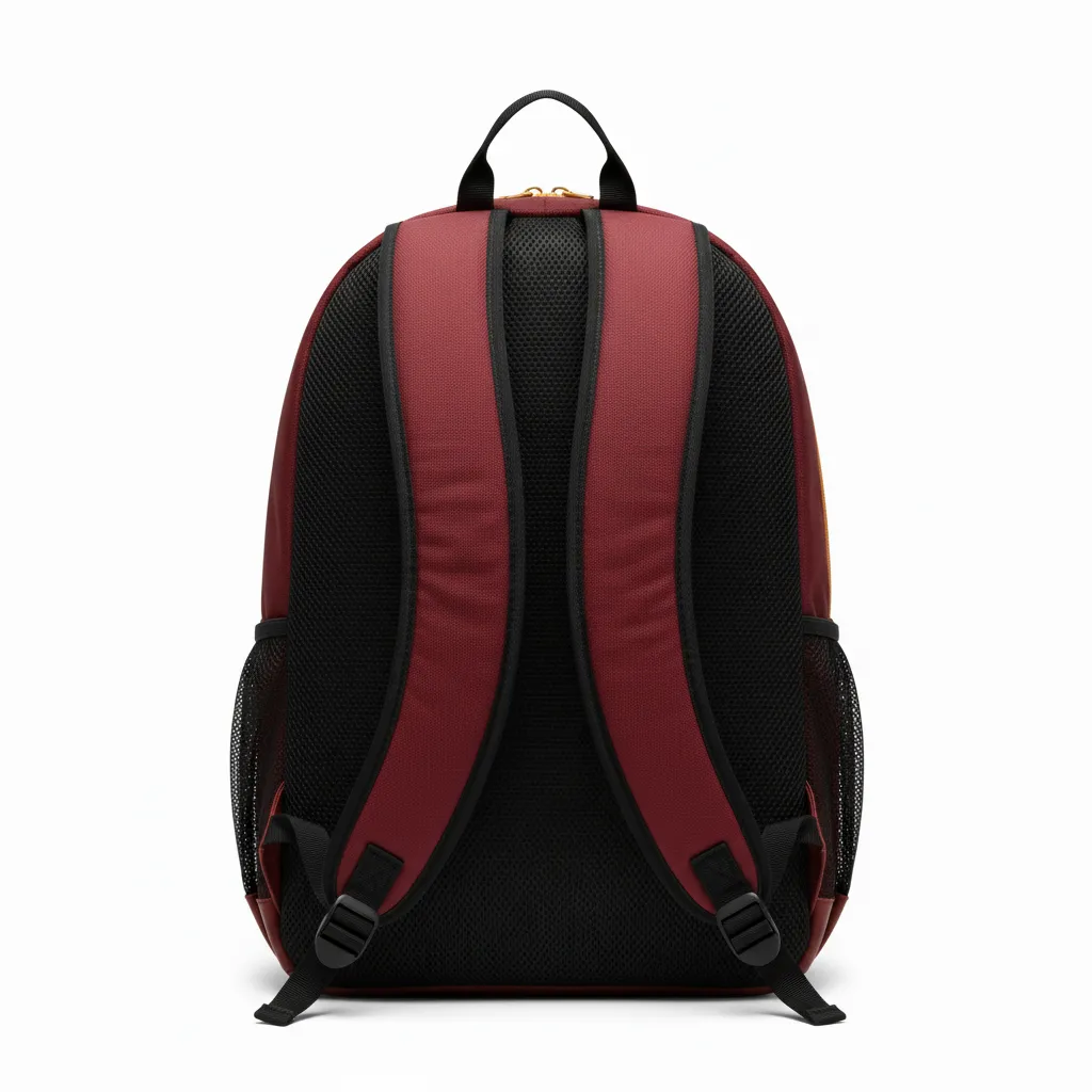 Custom Football Duffle Bag - Gold - Backpack Maroon Vegas Gradient - Back View - HAMCO Sports Inc.