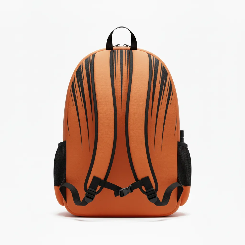 Custom Football Duffle Bag - Orange, Black - Backpack Speed Streaks - Back View - HAMCO Sports Inc.