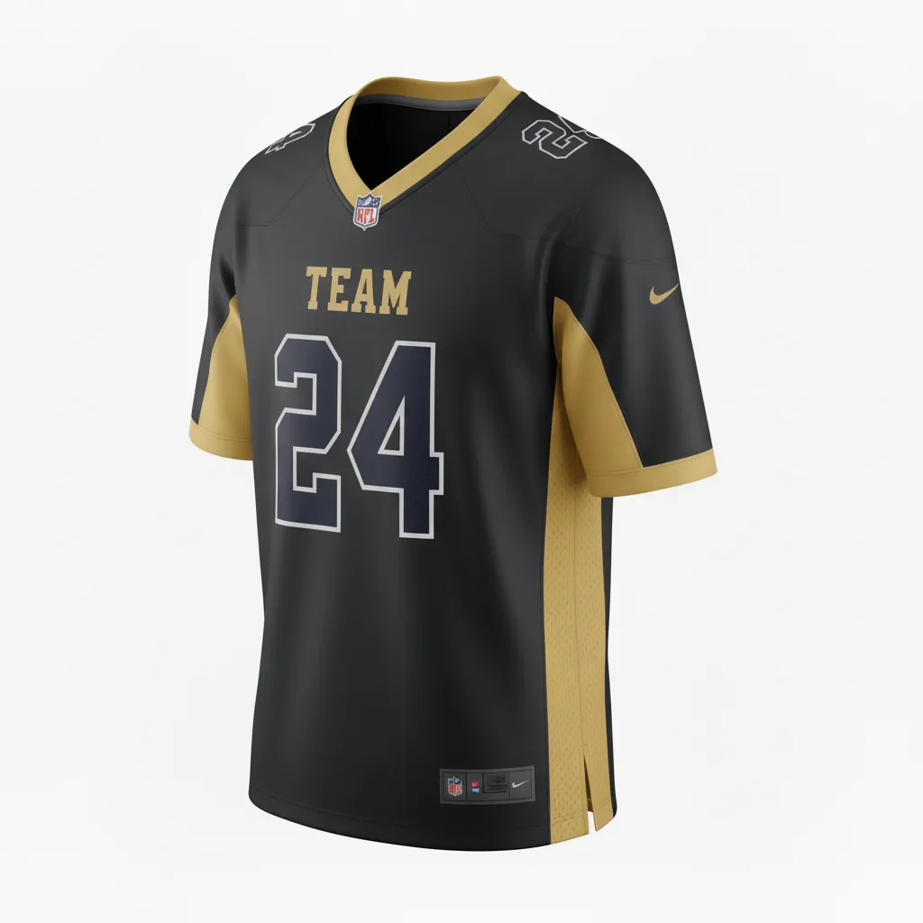 Custom Football Football Fan Jerseys - Black, Gold - Fan Jersey Vegas Side Panel - Side View - HAMCO Sports Inc.