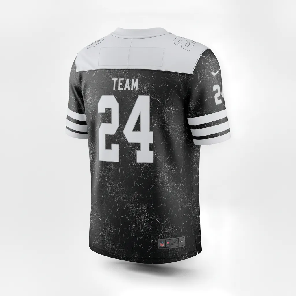 Custom Football Football Fan Jerseys - Black, White - Fan Jersey Shattered Glass - Back View - HAMCO Sports Inc.