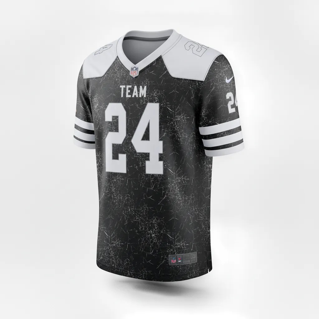 Custom Football Football Fan Jerseys - Black, White - Fan Jersey Shattered Glass - Front View - HAMCO Sports Inc.