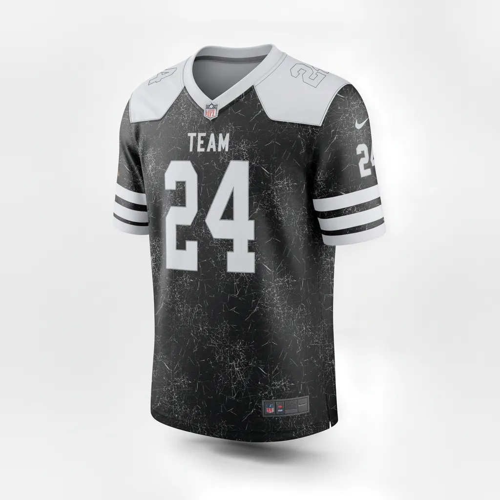 Custom Football Football Fan Jerseys - Black, White - Fan Jersey Shattered Glass - Side View - HAMCO Sports Inc.