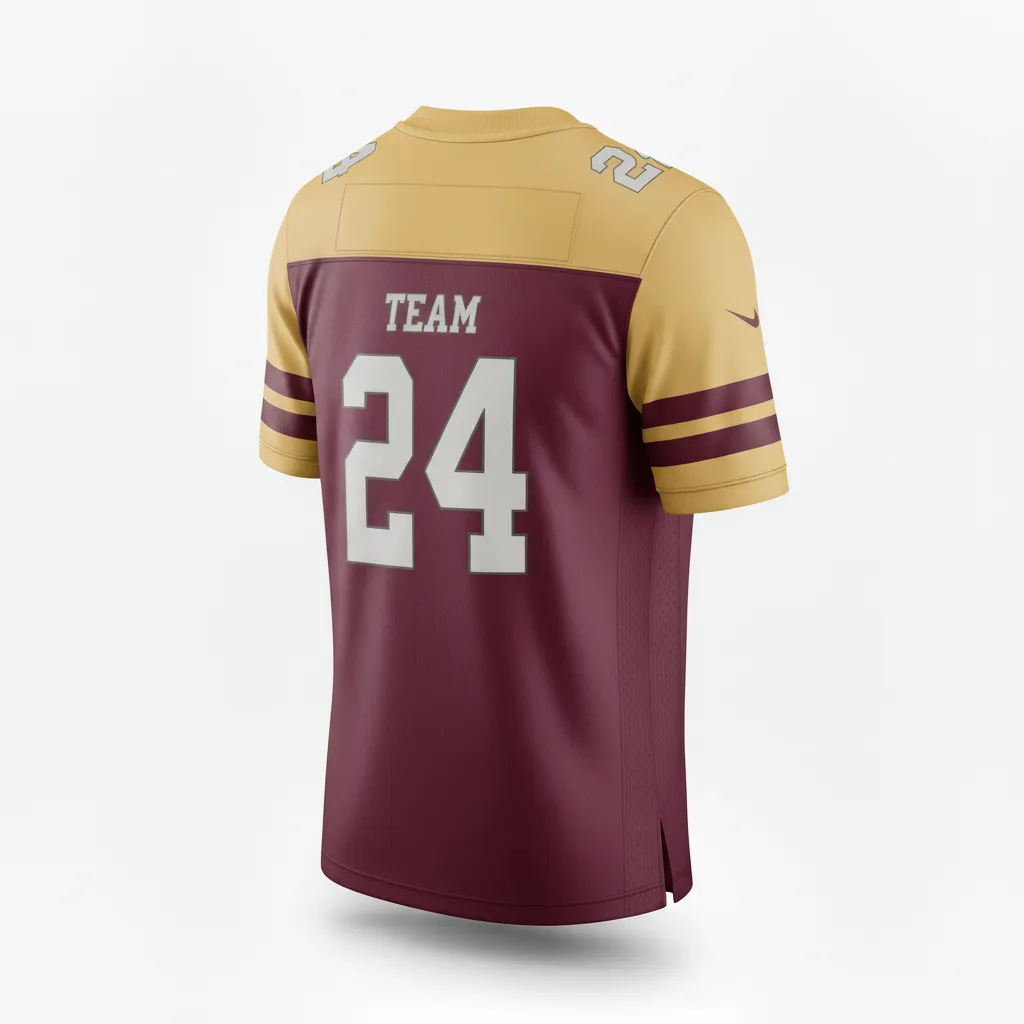 Custom Football Football Fan Jerseys - Burgundy, Gold - Fan Jersey Vegas Triple Stripe - Back View - HAMCO Sports Inc.