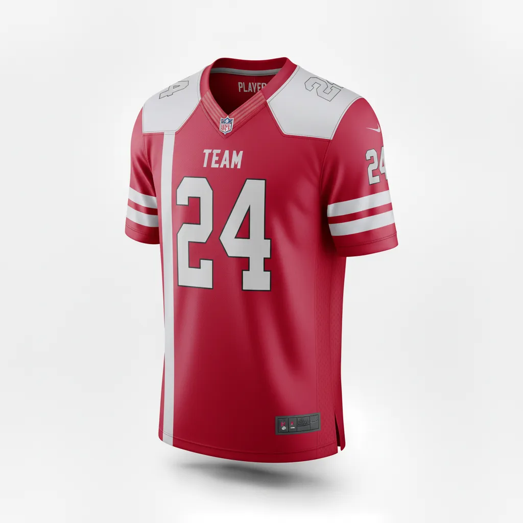 Custom Football Football Fan Jerseys - White - Fan Jersey Cardinal Shoulder Hem Stripe - Front View - HAMCO Sports Inc.