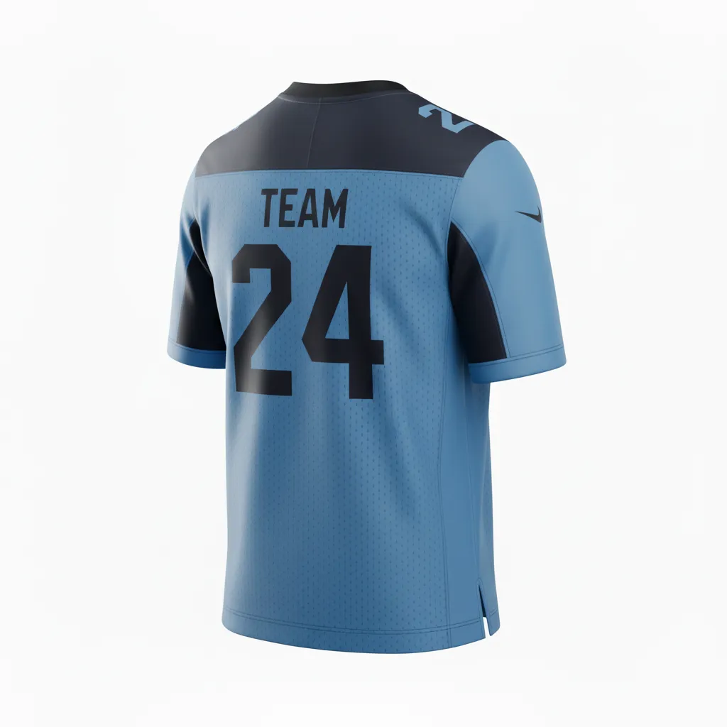 Custom Football Football Fan Jerseys - Blue, Navy - Fan Jersey Columbia Hexagon - Back View - HAMCO Sports Inc.