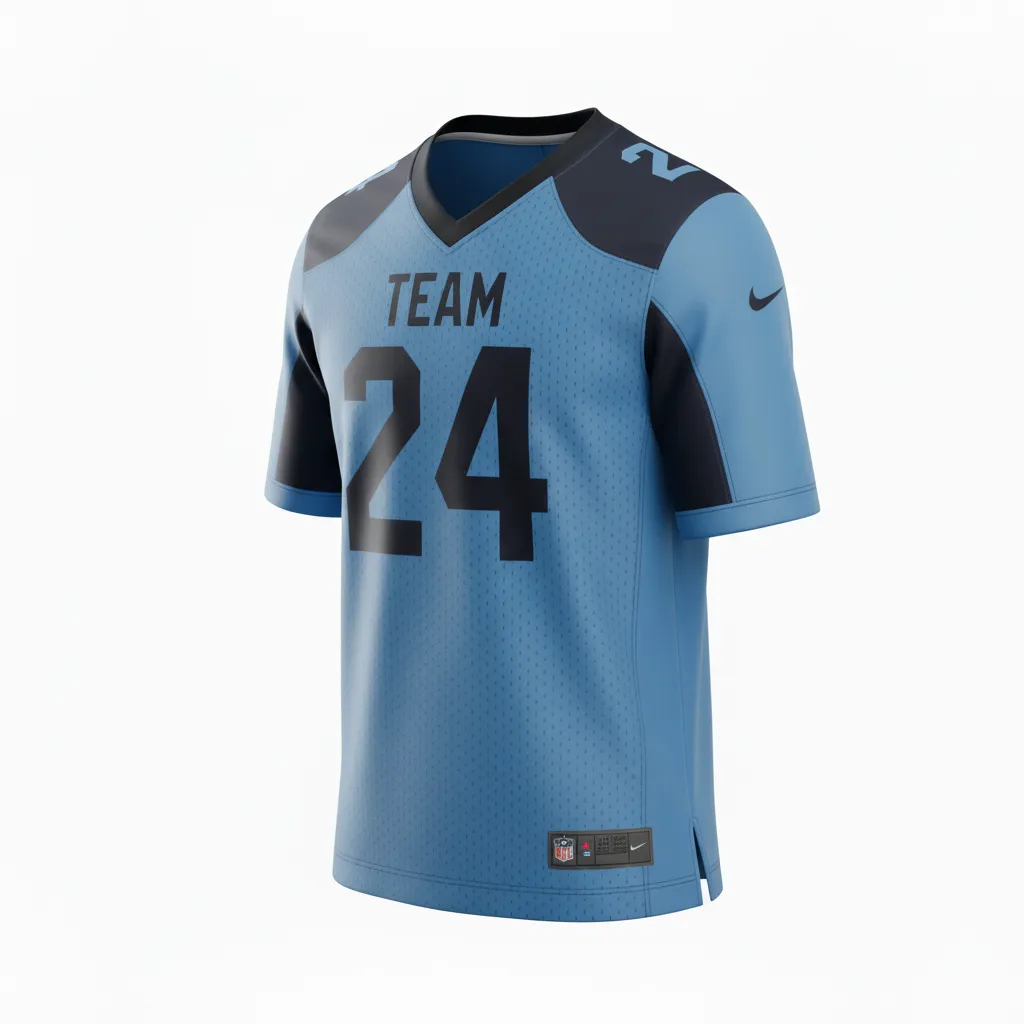 Custom Football Football Fan Jerseys - Blue, Navy - Fan Jersey Columbia Hexagon - Side View - HAMCO Sports Inc.