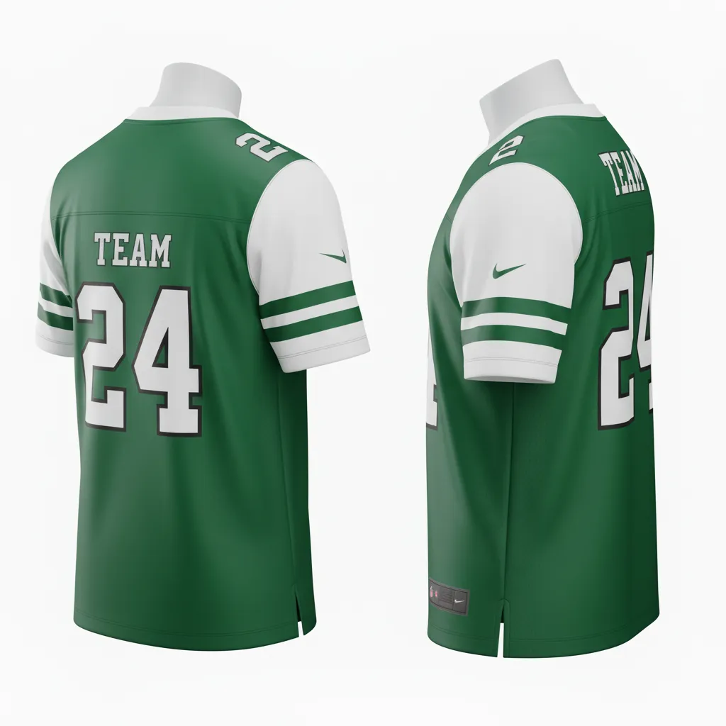 Custom Football Football Fan Jerseys - Green, White - Fan Jersey Forest Triple Stripe - Back View - HAMCO Sports Inc.