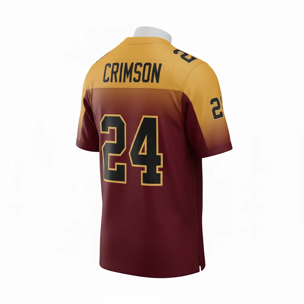 Custom Football Football Fan Jerseys - Gold - Fan Jersey Maroon Vegas Gradient - Back View - HAMCO Sports Inc.