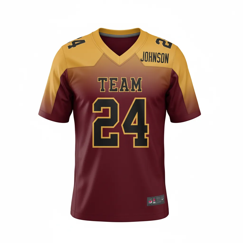 Custom Football Football Fan Jerseys - Gold - Fan Jersey Maroon Vegas Gradient - Front View - HAMCO Sports Inc.