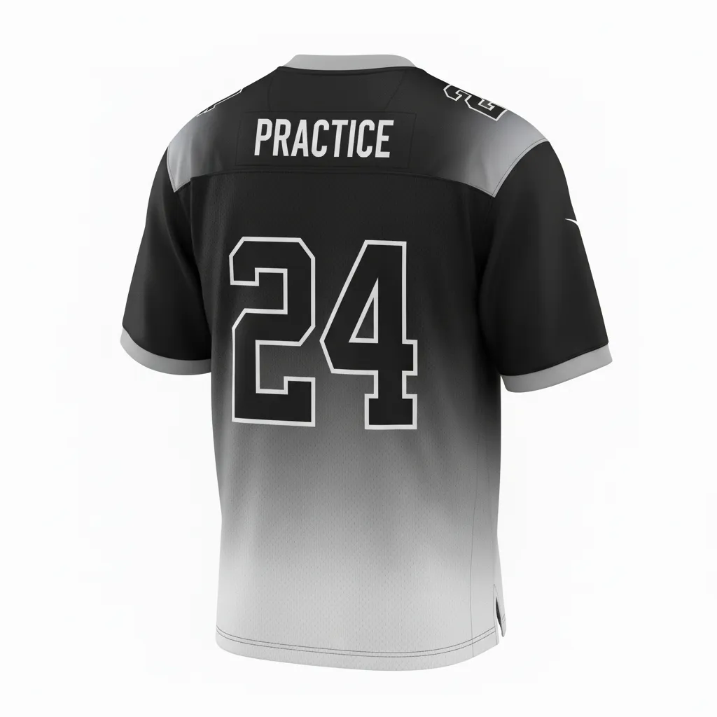 Custom Football Football Practice Jerseys - Black, Grey, White - Football Jersey Gradient Ombre - Back View - HAMCO Sports Inc.