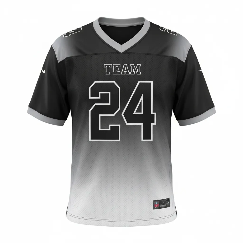 Custom Football Football Practice Jerseys - Black, Grey, White - Football Jersey Gradient Ombre - Front View - HAMCO Sports Inc.