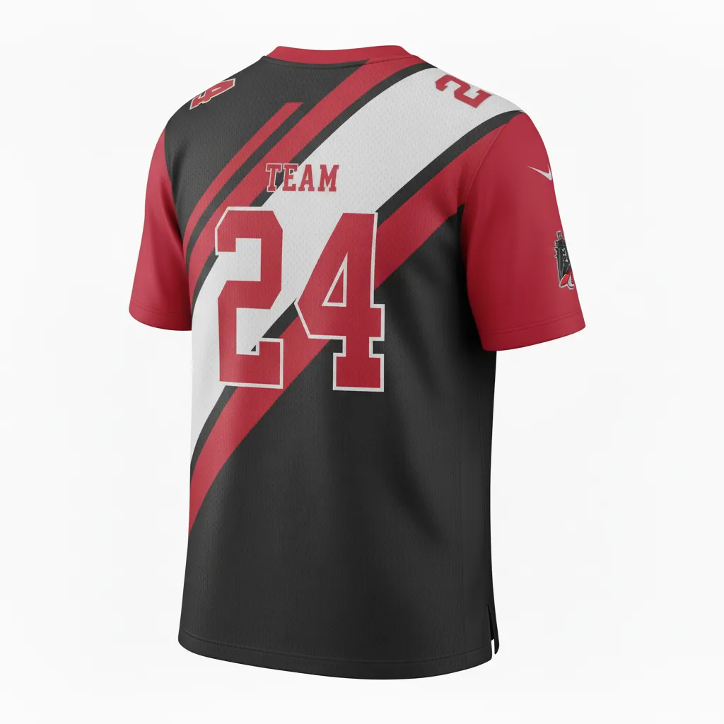 Custom Football Football Practice Jerseys - Black, Red, White - Football Jersey Tricolor - Back View - HAMCO Sports Inc.
