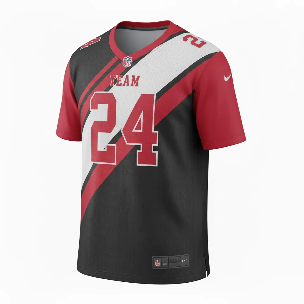 Custom Football Football Practice Jerseys - Black, Red, White - Football Jersey Tricolor - Side View - HAMCO Sports Inc.