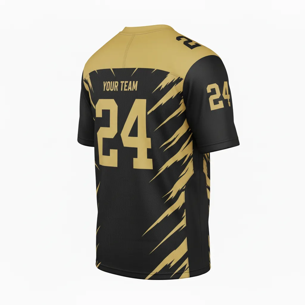 Custom Football Football Practice Jerseys - Black, Gold - Football Jersey Vegas Razor Slash - Back View - HAMCO Sports Inc.