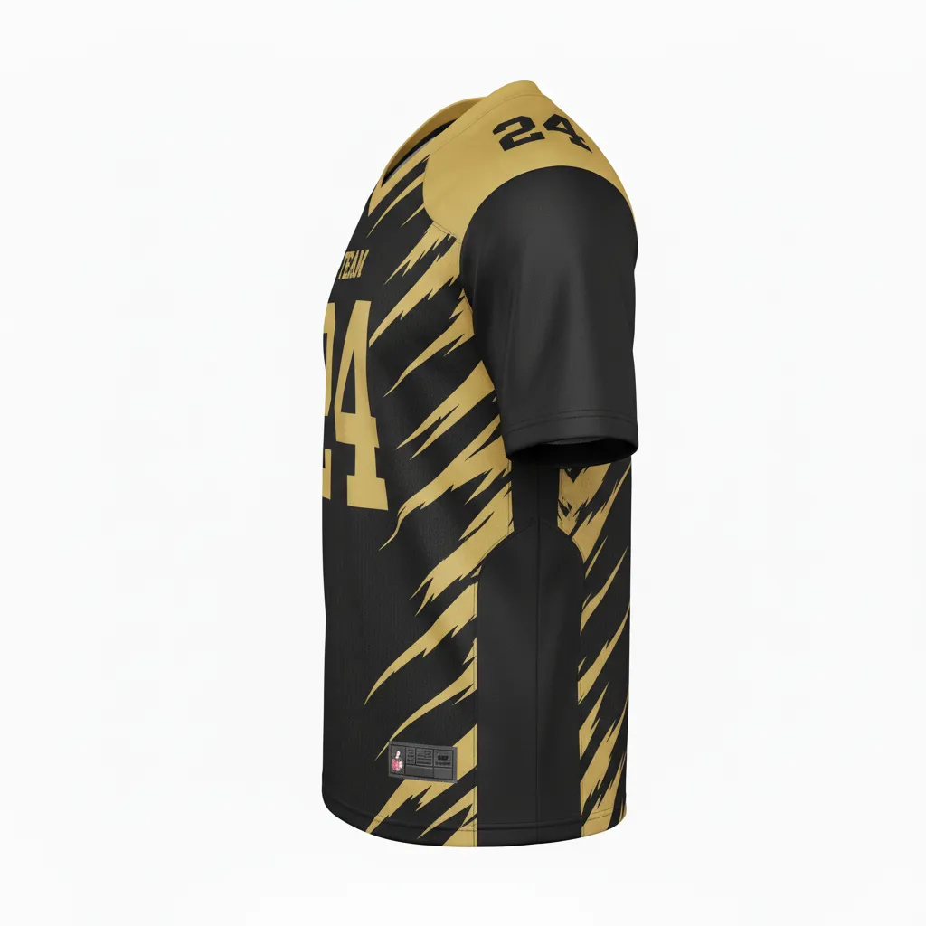 Custom Football Football Practice Jerseys - Black, Gold - Football Jersey Vegas Razor Slash - Side View - HAMCO Sports Inc.