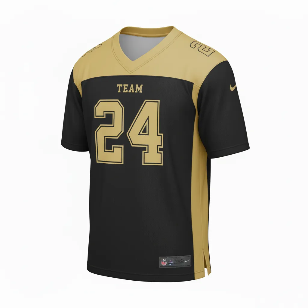 Custom Football Football Practice Jerseys - Black, Gold - Football Jersey Vegas Side Panel - Front View - HAMCO Sports Inc.