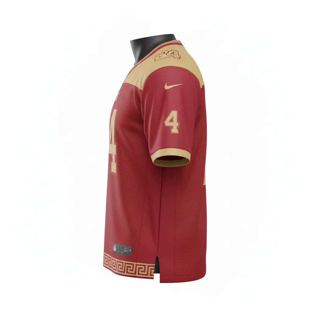 Custom Football Football Practice Jerseys - Gold - Football Jersey Cardinal Vegas Greek Key - Side View - HAMCO Sports Inc.