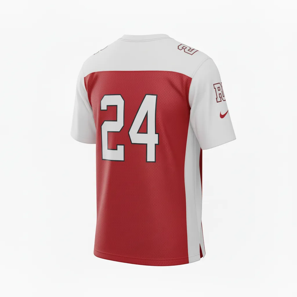 Custom Football Football Practice Jerseys - White - Football Jersey Cardinal Shoulder Hem Stripe - Back View - HAMCO Sports Inc.