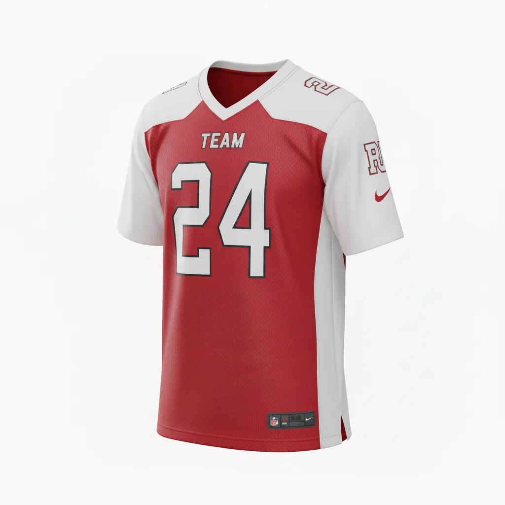 Custom Football Football Practice Jerseys - White - Football Jersey Cardinal Shoulder Hem Stripe - Side View - HAMCO Sports Inc.