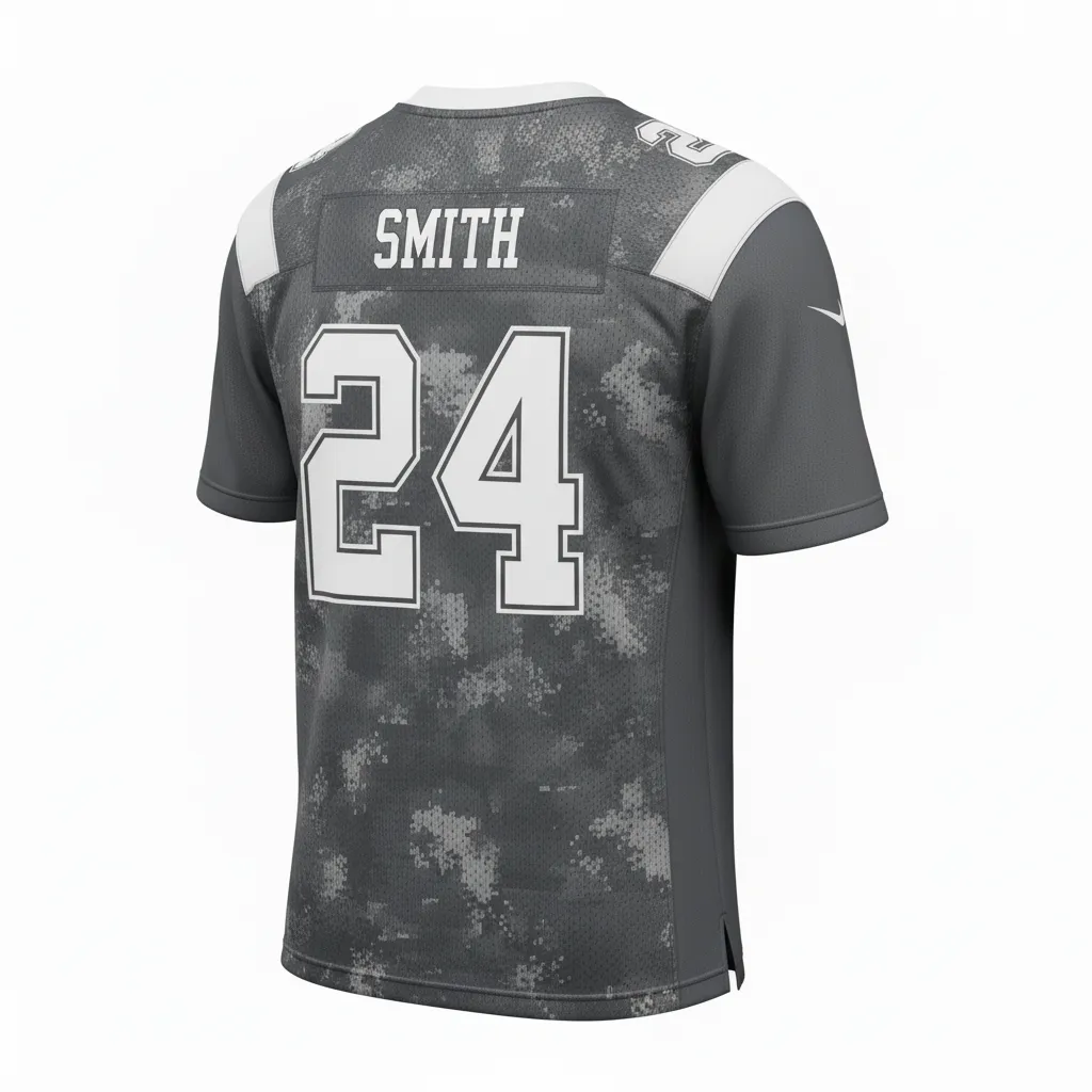 Custom Football Football Practice Jerseys - White - Football Jersey Charcoal Digital Camo - Back View - HAMCO Sports Inc.