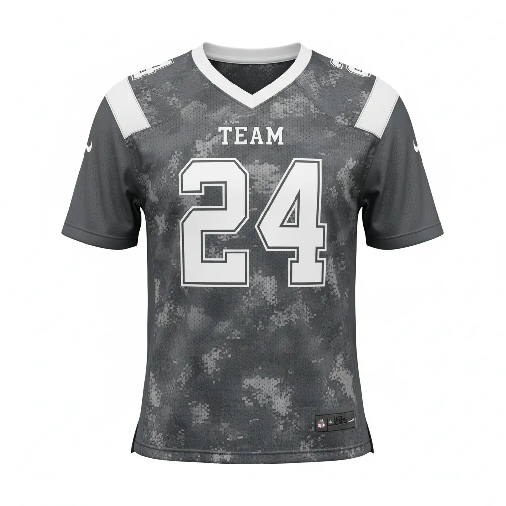 Custom Football Football Practice Jerseys - White - Football Jersey Charcoal Digital Camo - Front View - HAMCO Sports Inc.