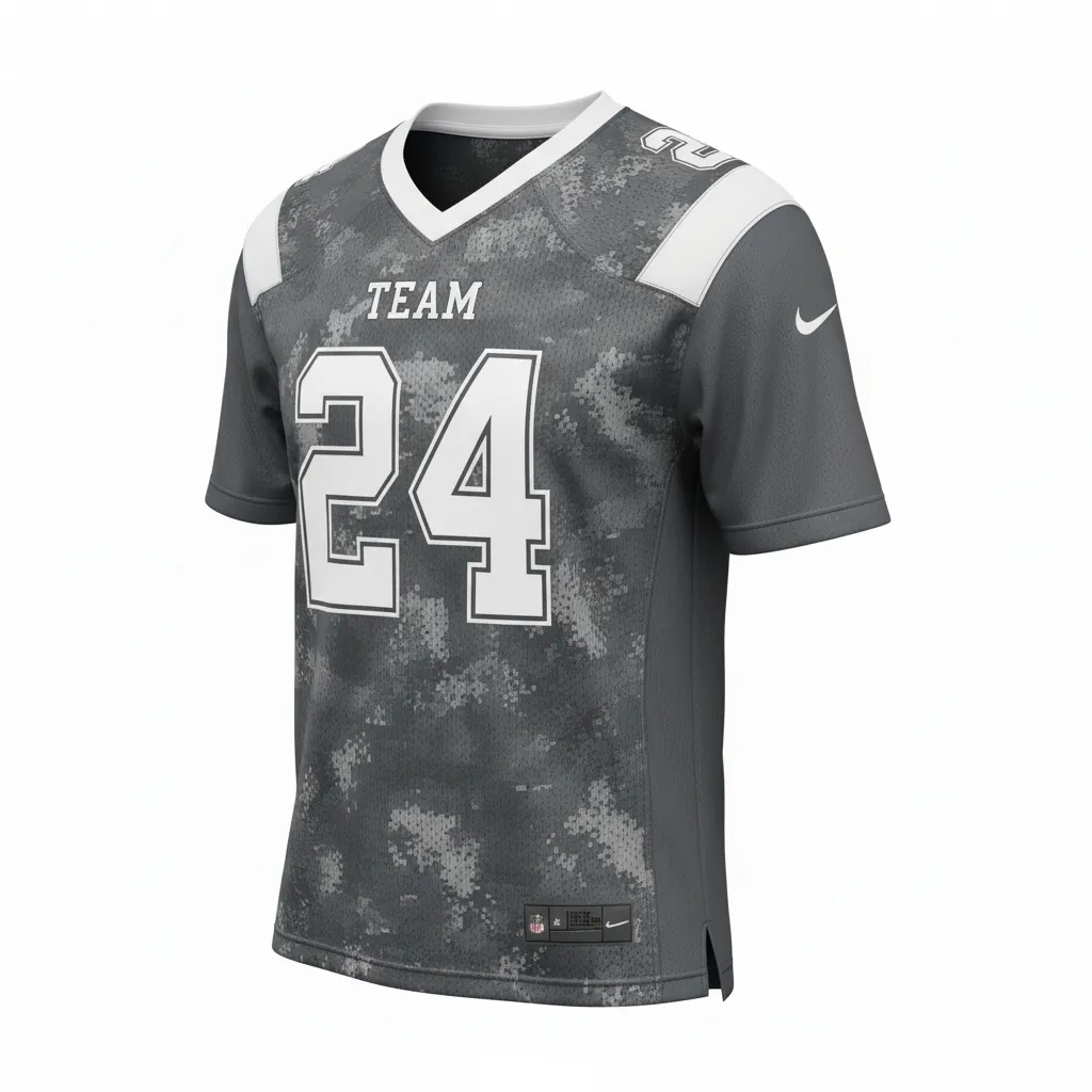 Custom Football Football Practice Jerseys - White - Football Jersey Charcoal Digital Camo - Side View - HAMCO Sports Inc.